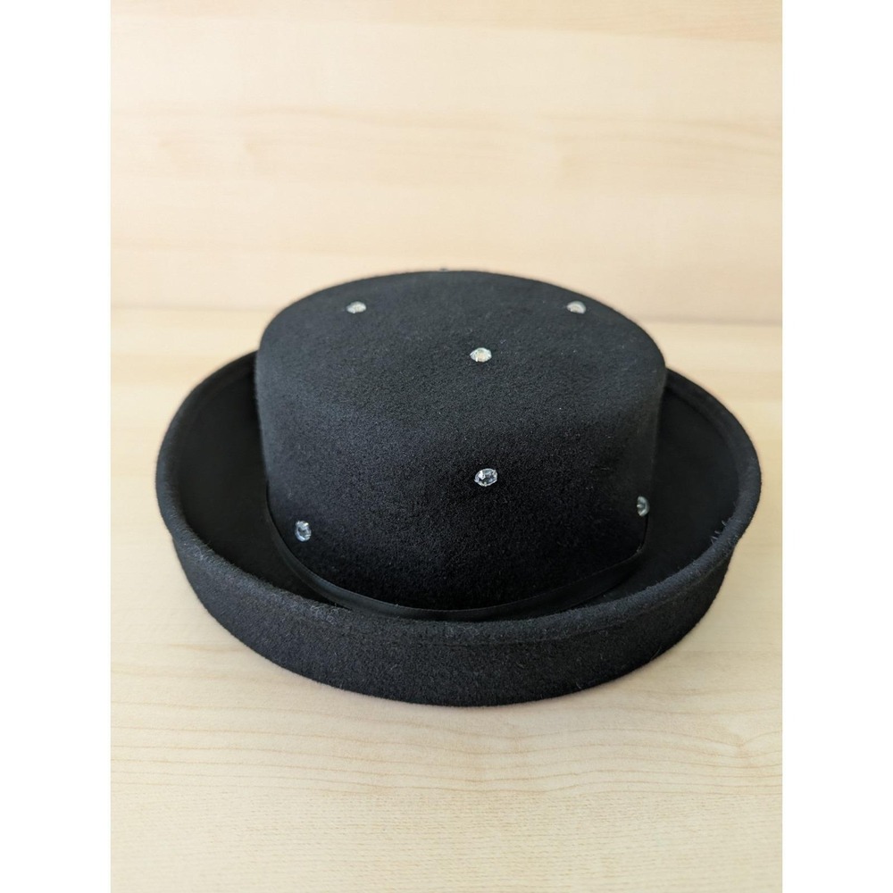 Vintage Bollman Hat Co. Doeskin felt Hat Black Wool Stud Hat
